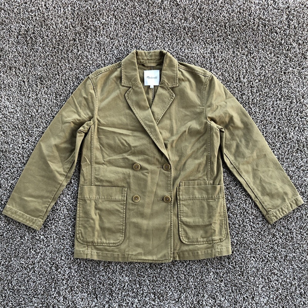 Madewell Crossover Blazer Jacket Womens Size S Khaki Tan Regenerative Chino Coat